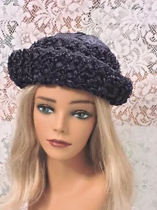 Vintage Ladies Marche Exclusive Dark Blue Hat with Upturned Brim - Picture 1 of 6