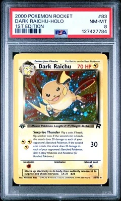DARK RAICHU Pokémon Team Rocket 1st Edition Holo 83/82 - PSA 8 - Image 1 of 2