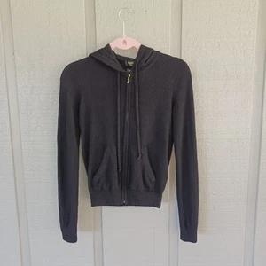 Juicy Couture Women Robertson Cashmere Hoodie Size XS Long Sleeve Full Zip Black - Picture 1 of 10