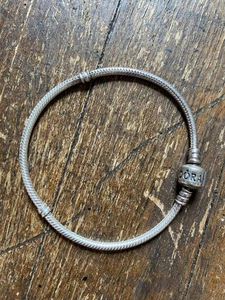 Authentic 925 PANDORA Sterling Silver Barrel Clasp Charm Bracelet PREOWNED 7” - Picture 1 of 6