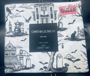 Cynthia Rowley Halloween Spuktoile schwarz Goth Blatt 4 STCK. KÖNIGIN SCHNELLER VERSAND - Bild 1 von 2
