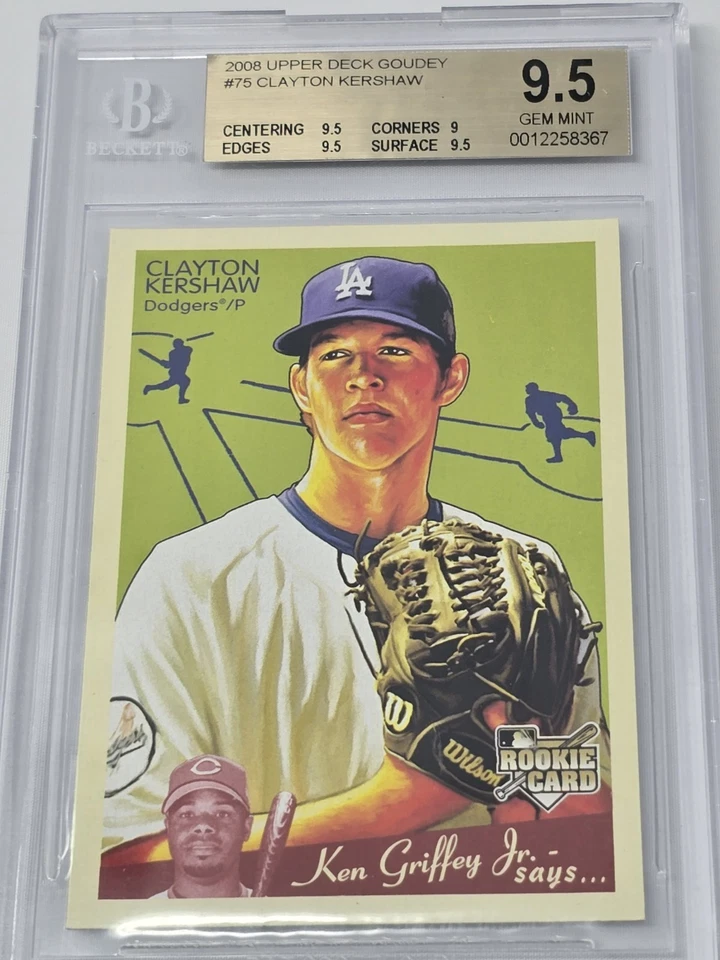  Clayton Kershaw Dodgers Rookie Upper Deck Goudey #75 Beckett 9.5 Estado perfeito - Imagem 1 de 4