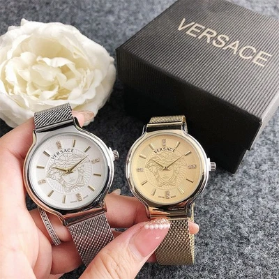 Роскошные кварцевые часы Versace большой логотип 36 мм сплав браслет циферблат + коробка (бесплатный налог) - Изображение 1 из 4