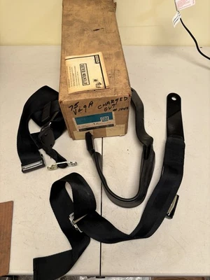 NOS GM#9631470 Front Passenger Seat Belt Assembly Black 1974 Vega - Image 1 of 4
