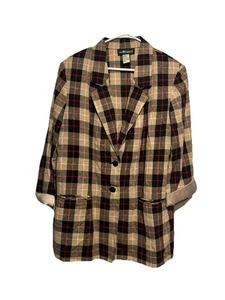 Blazer vintage a cuadros Sag Harbor mezcla de lino talla 18W - Imagen 1 de 3