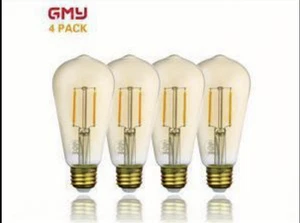 Vintage Amber LED Edison Bulb Dimmable ST21 2.5W 2200K E26 180 Lumen 4-PACK - Picture 1 of 7