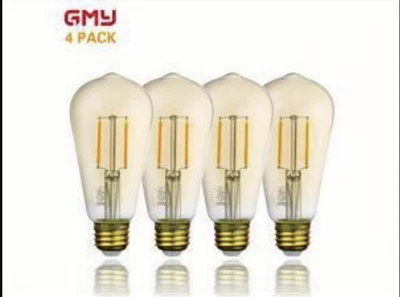 Vintage Amber  LED Edison Bulb Dimmable ST21 2.5W 2200K E26 180 Lumen 4-PACK - Image 1 of 4