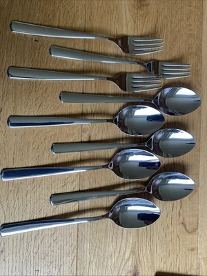 WMF Boston Cromargan Acciaio Posate 6 Cucchiaio da Zuppa 3 Forchetta come Nuovo - Immagine 1 di 4