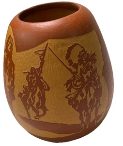 Vintage Navajo Etched Pottery Seed Pot, Terracotta,Artist Signed ART 83-20 - Bild 1 von 6