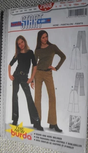 BURDA 2908 Junior Girls Fitted Pants 2 Looks Sz 9-10-11-12-13-14Jr Uncut - Picture 1 of 2