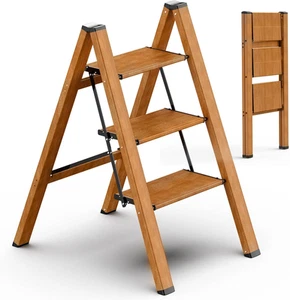 3 Step Ladder, Folding Step Stool with Anti-Slip Wide Sturdy Pedal and Handgrip - Picture 1 of 12