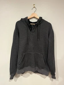 Sudadera con Capucha RVCA Para Hombre Negra Gris Botón Calce Regular Grande L - Imagen 1 de 3