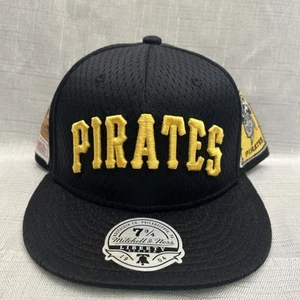 Mitchell & Ness Pittsburgh Pirates Black/Yellow Dual Patch Rare Fitted Hat 7 3/4 - Picture 1 of 6