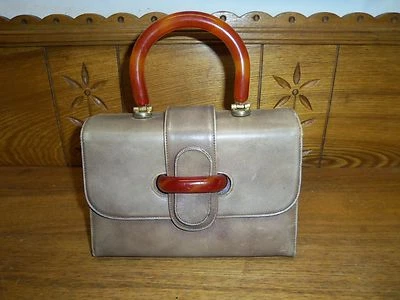 Vintage Sleek Julius Garfinckle Handbag Purse Washington Bakelite ? Handle - Image 1 of 4