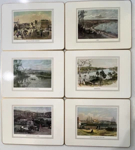Vintage Placemats Set of 6 'Australian Etchings' Capital Cities - Clover Leaf - Picture 1 of 6