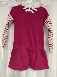 Girls Sweater Dress S(6-7)P” Fuchsia Fusion,Striped Sleeves, Drop Waist - Picture 1 of 7