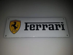 Ferrari ITALIA weiss PORZELLAN EMAILLE TÜR SCHILD GARAGE 8x20cm = 3,14x7,872 - Bild 1 von 3