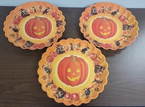 3 - Vintage 1970's Halloween Serving Dish Tray Pumpkin Witch Owl Broom - Picture 1 of 5