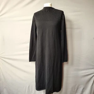 Wool Dress Size Large XL Black Pullover Dress Glitter Diamante Sparkly Festive - Picture 1 of 12