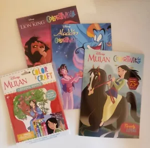 Disney Malbücher und Aktivitätsset Mulan, Aladdin und König der Löwen Menge 4 *NEU* - Bild 1 von 13