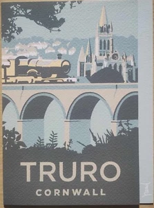 Whistlefish Truro Cornwall Travel Art Poster Card Train Cathedral Steve Read - Picture 1 of 1