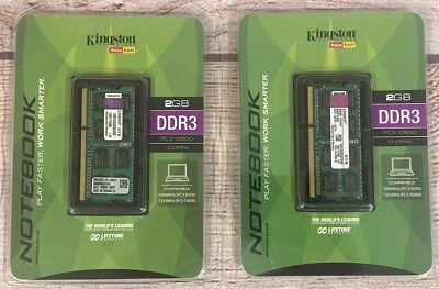 2 New Kingston ValueRAM 2GB DDR3 SDRAM Laptop Memory Modules KVR1333D3SO/2GR - Image 1 of 3