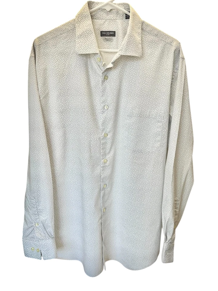 Van Heusen Mens Dress Shirt Size XL 17 1/2 34/35 Off White Regular Fit Pre-owned - Image 1 of 4