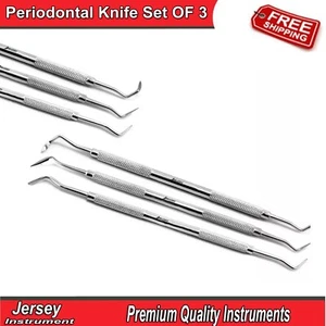 Cuchillo periodontal removedor de tejidos blandos dentales 3 piezas cuchillos de túnel para gingivectomía - Imagen 1 de 5