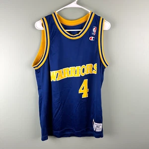 Golden State Warriors #4 Webber Vintage Basketball Jersey Men 40 Champion Blue - Picture 1 of 10