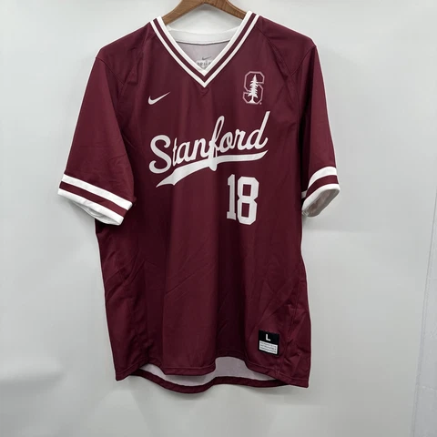 Nike Stanford Cardinal Baseball Jersey Men's L #18 Name Plate Maroon White Cover