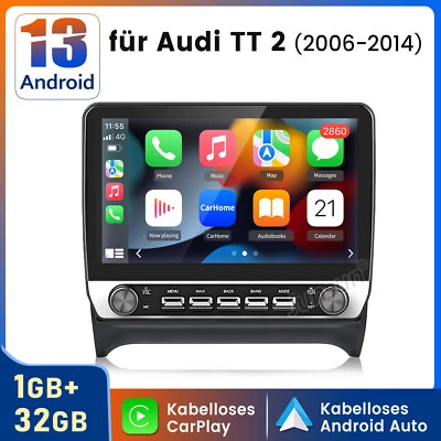10.1"Carplay Android 14 Autoradio Für AUDI TT 2006-2014 GPS Navi WIFI BT FM USB - Bild 1 von 4