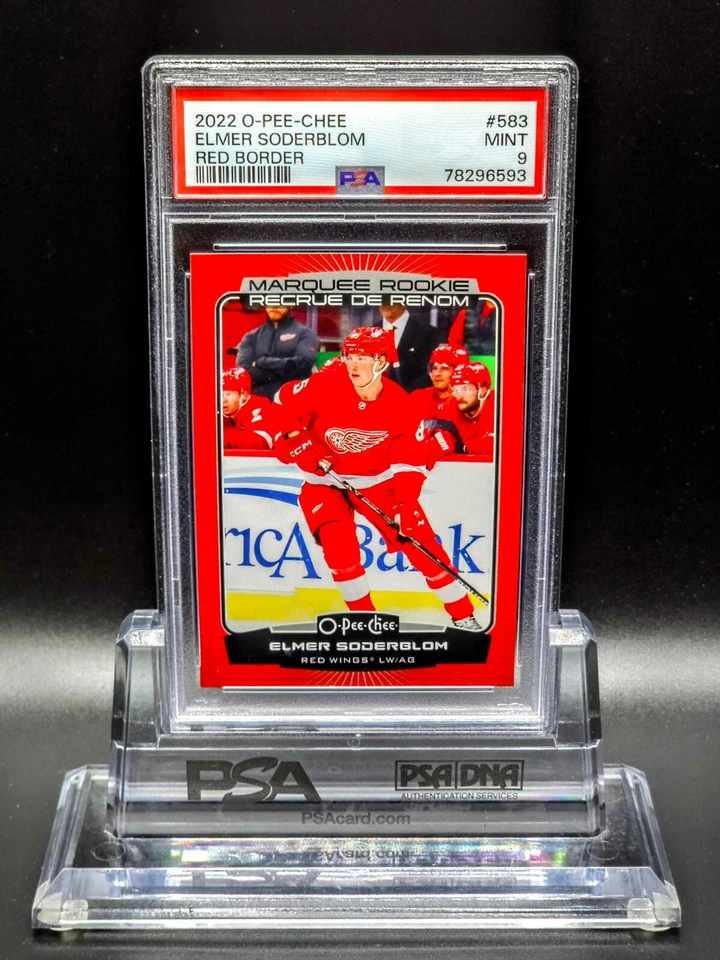 Elmer Soderblom 2022-23 O-Pee-Chee Marquee Rookie Red Border #583 RC PSA 9 - Image 1 of 4