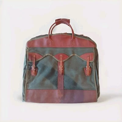 Vintage Orvis Battenkill Canvas/Leather Folding Garment Bag Green  - Image 1 of 4
