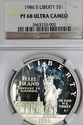 1986-S Liberty US Mint Proof Commemorative Silver Dollar NGC PF UC 2663233-002 - Image 1 of 4