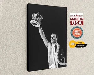 Freddie Mercury Concert with Crown Black And White Photo Shot On Canvas Print - Picture 1 of 8