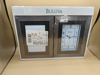 Bulova Ceremonial Analog Hinged Metal Picture Frame Tabletop Clock Silver Tone - Image 1 of 4
