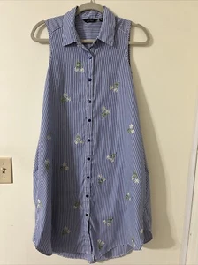 Mile Gabrielle Sleeveless Blue and White Striped Casual Dress Women's Size Mediu - Picture 1 of 5