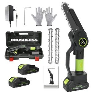 Mini motosega brushless 6Pollici batteria24V 2batteria 2catene luce led portabil - Imagen 1 de 6