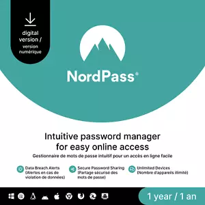 NordPass Premium, Unlimited Devices, 2-Year, Password Manager, Digital Code - Picture 1 of 8