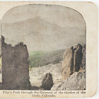 Colorado Garden Gods Gateway Stereoview c1905 Pike's Peak Antique Card Art C961