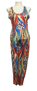 SHEIN BRIGHT COLOR Print Lightweight Stretch Knit Sleeveless Jumpsuit Size L - Picture 1 of 7