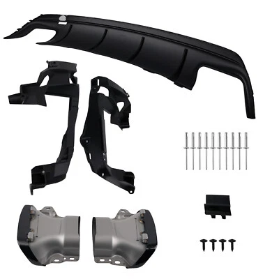 Rear Bumper Diffuser+Tailpipes For 2013-19 Mercedes Benz W117 CLA45 AMG Sport - Image 1 of 4