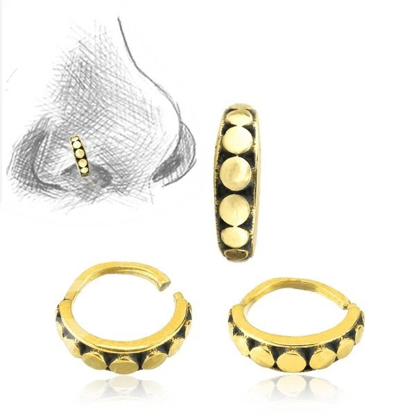 ANEL DE NARIZ PONTOS DE LATÃO TRIBAL 20G 7MM ANEL NARIZ PINO HÉLICE ESTILO AFEGÃO - Imagem 1 de 1