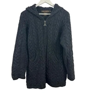 Suéter para mujer Inis Crafts gris con capucha 100 % lana cremallera completa con bolsillos talla M - Imagen 1 de 5
