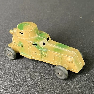 Vintage Tootsietoy Tootsie Toy US Army Armored Car Black Wheel WWI Military USA - Image 1 of 4