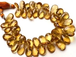 Natural Beer Quartz Gem 16x9 to 17x12 mm Size Pear Briolette 9" Strand - Picture 1 of 7
