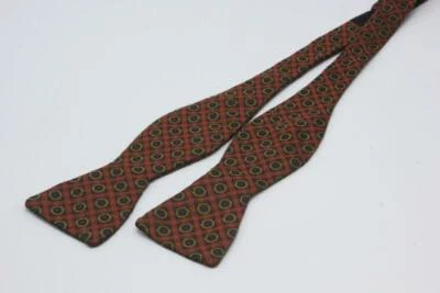 PRONTO UOMO Adjustable Silk Bow Tie. Brown w Green Purple Floral Geometric Foto 1 de 2