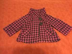 EUC Mod XS Petite Simply Chloe Dao Fuchsia Houndstooth  Poly Wool Acrylic Coat - Picture 1 of 8