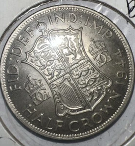 1944 GREAT BRITAIN 1/2 CROWN - Picture 1 of 4
