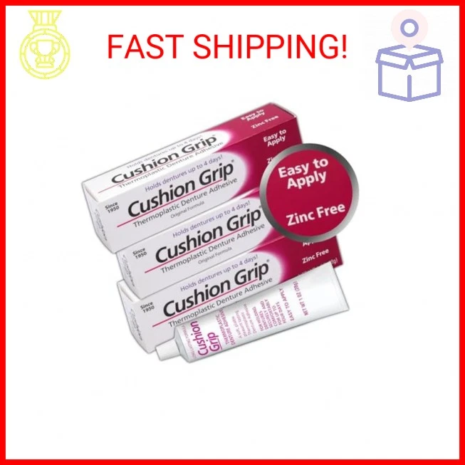 Adhesivo termoplástico para dentaduras Cushion Grip, 1 oz (paquete de 3) haz tu dentadura  Foto 1 de 1